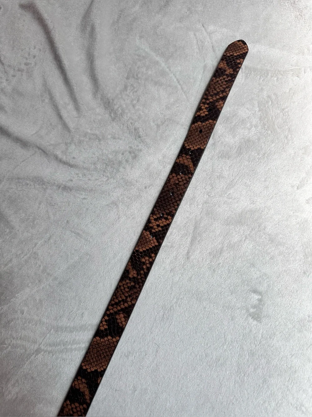 Snake-Print Belt with Brass Buckle - Pink Brown